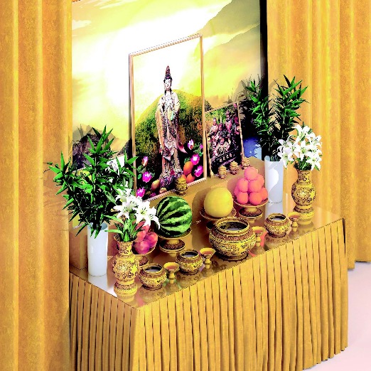 4. 佛台的样式设计和布置 | 设计样式参考 / 四周的布置 / 佛台背后山水画 / 佛台视角 / 照明(图23) 4. 佛台的样式设计和布置 | 设计样式参考 / 四周的布置 / 佛台背后山水画 / 佛台视角 / 照明(图23)